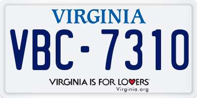 VA license plate VBC7310