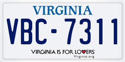 VA license plate VBC7311