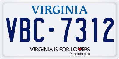 VA license plate VBC7312