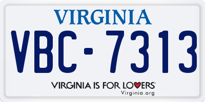 VA license plate VBC7313