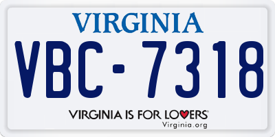 VA license plate VBC7318