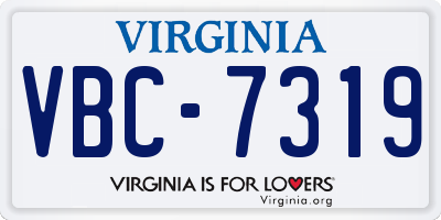 VA license plate VBC7319
