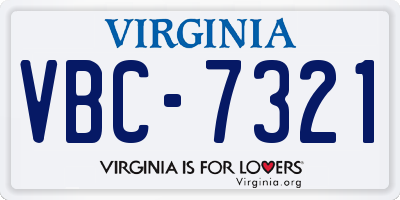 VA license plate VBC7321