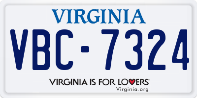 VA license plate VBC7324