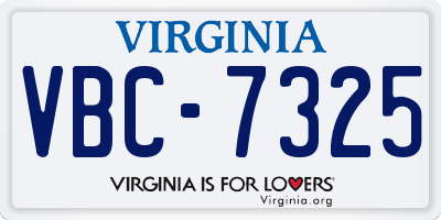 VA license plate VBC7325