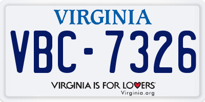 VA license plate VBC7326