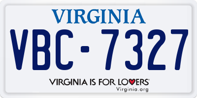 VA license plate VBC7327