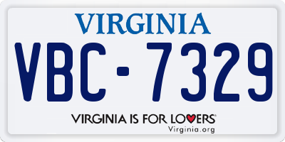 VA license plate VBC7329