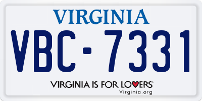 VA license plate VBC7331