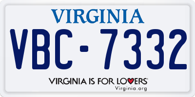 VA license plate VBC7332