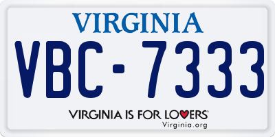 VA license plate VBC7333