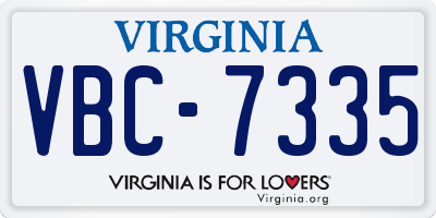 VA license plate VBC7335