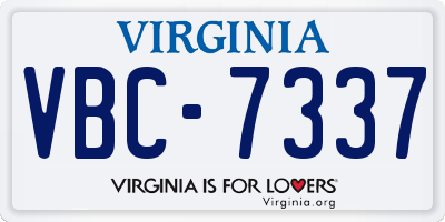 VA license plate VBC7337