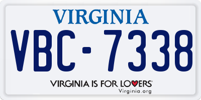 VA license plate VBC7338