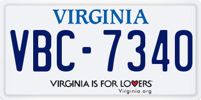 VA license plate VBC7340