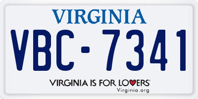 VA license plate VBC7341