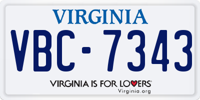VA license plate VBC7343