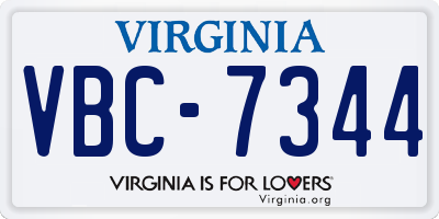 VA license plate VBC7344