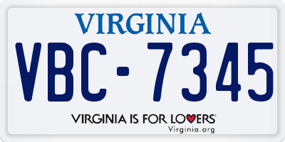 VA license plate VBC7345