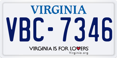 VA license plate VBC7346