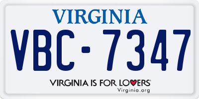 VA license plate VBC7347