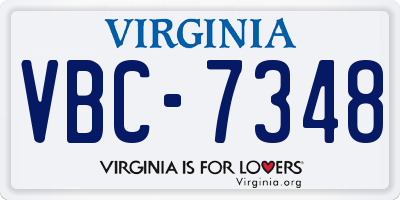 VA license plate VBC7348