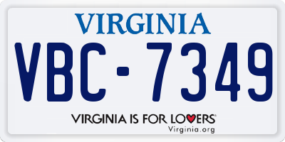 VA license plate VBC7349