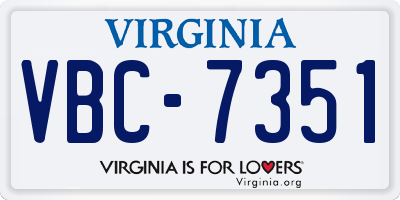 VA license plate VBC7351