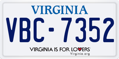 VA license plate VBC7352