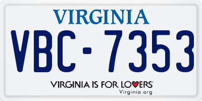 VA license plate VBC7353