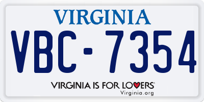 VA license plate VBC7354