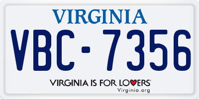 VA license plate VBC7356
