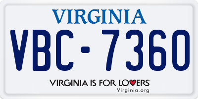 VA license plate VBC7360