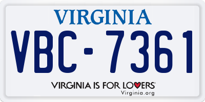 VA license plate VBC7361