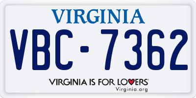 VA license plate VBC7362