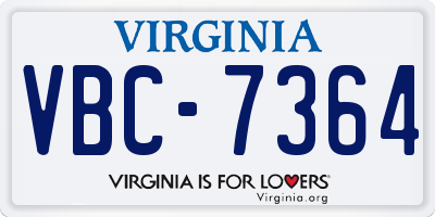VA license plate VBC7364