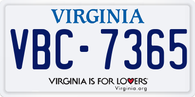 VA license plate VBC7365