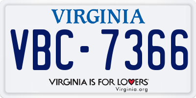 VA license plate VBC7366