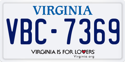 VA license plate VBC7369