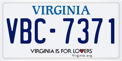 VA license plate VBC7371