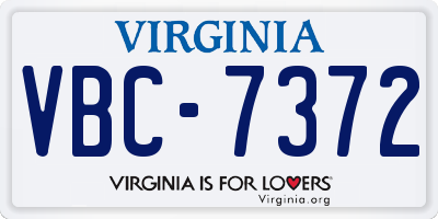 VA license plate VBC7372