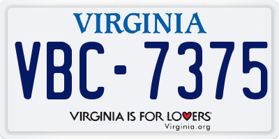 VA license plate VBC7375
