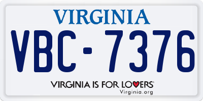 VA license plate VBC7376