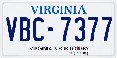 VA license plate VBC7377