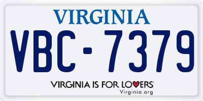 VA license plate VBC7379