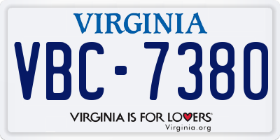 VA license plate VBC7380