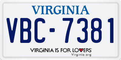 VA license plate VBC7381