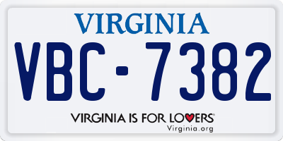 VA license plate VBC7382
