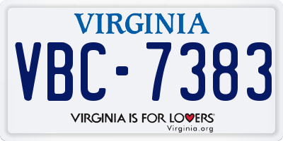 VA license plate VBC7383