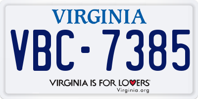 VA license plate VBC7385